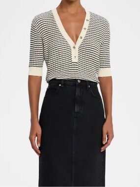 FRAME The Stripe V-Neck Top